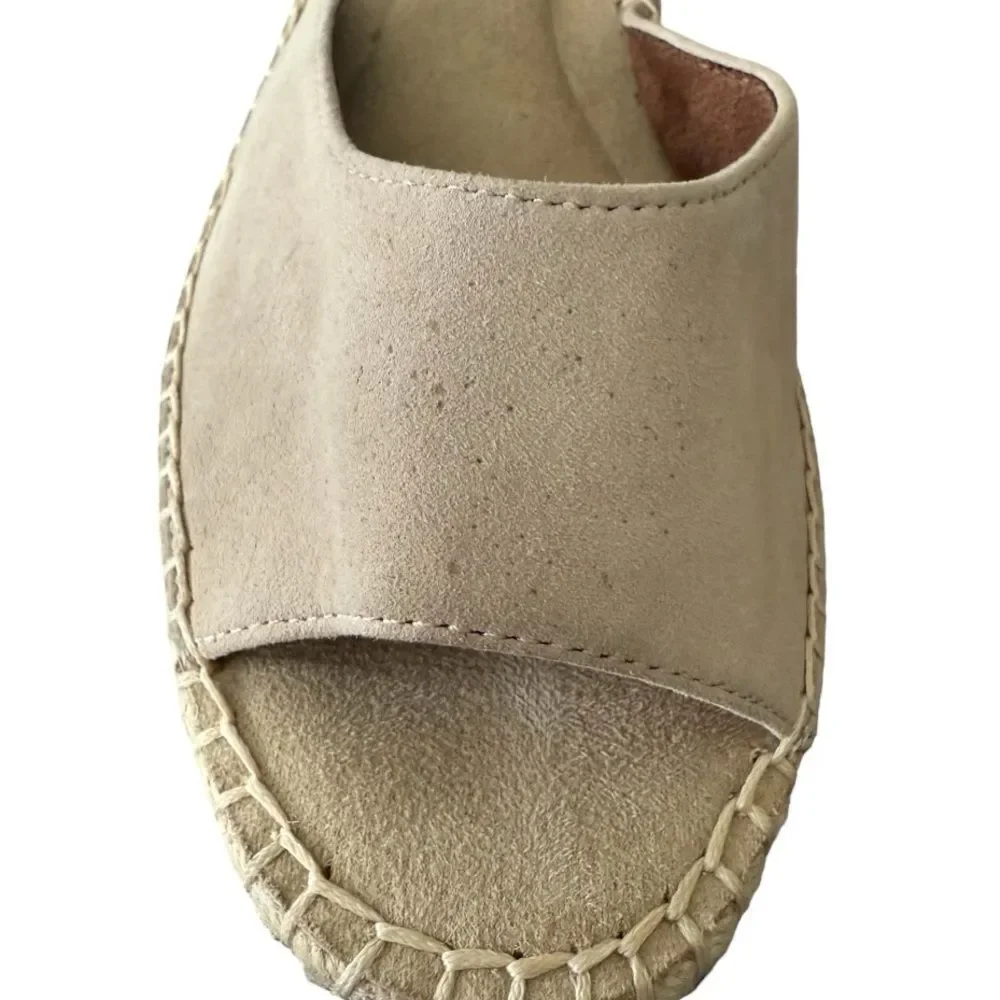 Rockport Cobb Hill Marah Taupe Suede Espadrille Wedge Sandals Size 9